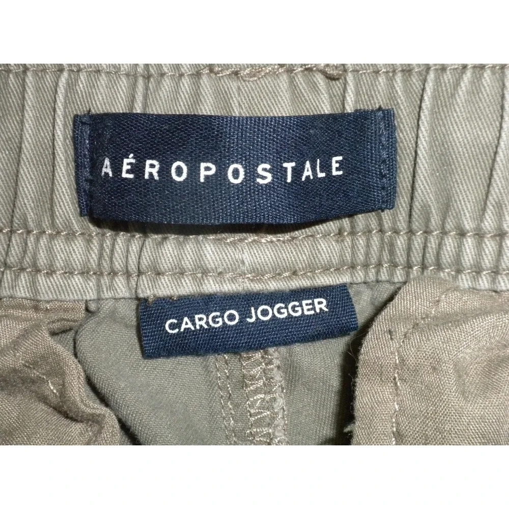 Aeropostale Joggers Mens S Green Cargo Twill‎ Stretch Tapered Elastic Cuff